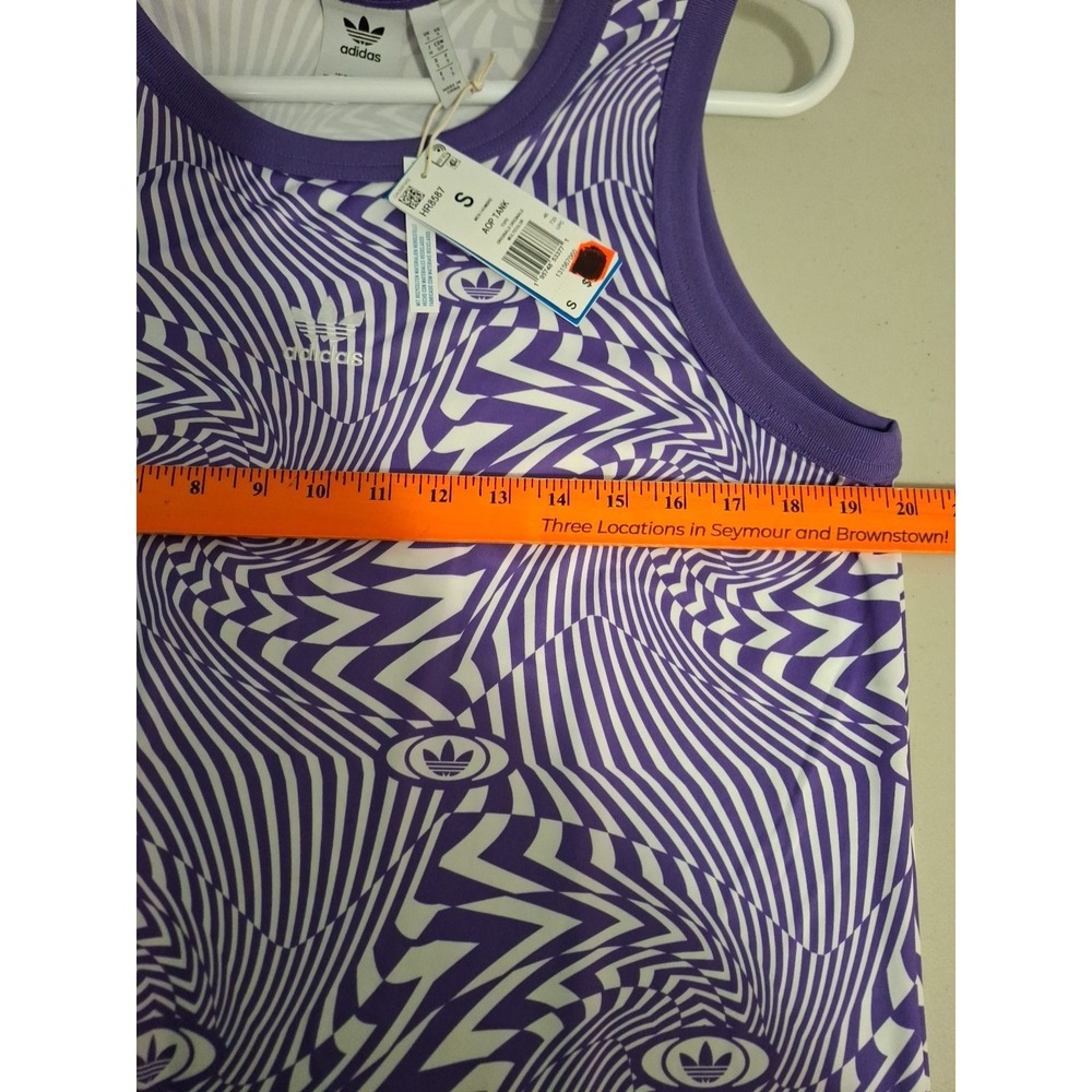 ADIDAS ORIGINALS Vortex Print Tank In Purple/White‎ Small - Picture 6 of 9